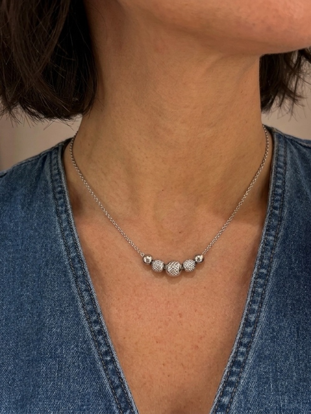 Beads necklace silver